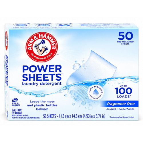 Пральні листи Arm & Hammer Power Sheets Fragrance Free без запаху, до 100 прань, 50 шт